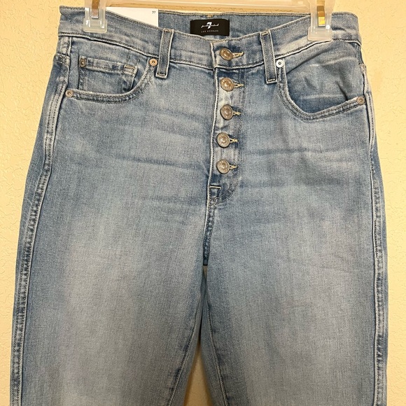 7 For All Mankind High Waist Cropped Straight Jeans - Picture 11 of 16